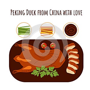 Peking duck top view. Food from China