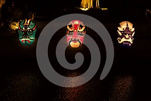 Peking Opera Mask Lanterns on the River