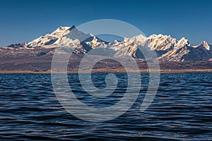 Pekucuo lake and Shishapangma snow mountain group in Xigaze photo