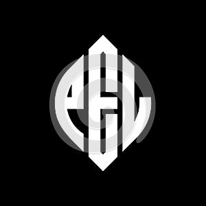 PEL circle letter logo design with circle and ellipse shape. PEL ellipse letters with typographic style. The three initials form a photo