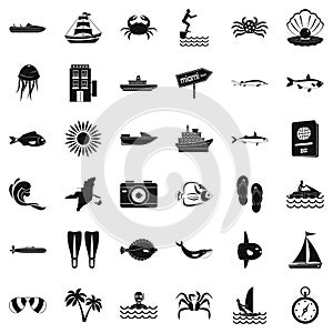 Pelagic icons set, simple style