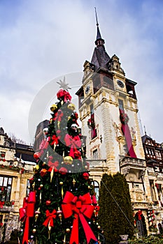 Christmas decorations at Peles Castle- detail, Siania, Romania