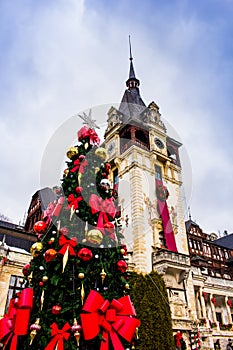 Peles Castle decorated for Christmas, Siania, Romania