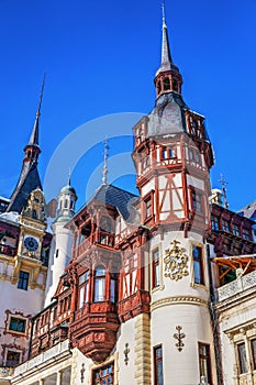 Peles Castle detail of the towers