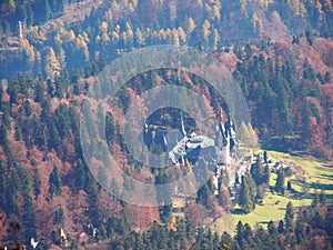 Peles Castle seen from 1400 meters altitude