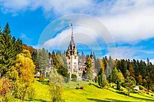 Peles castle Sinaia in autumn season, Transylvania