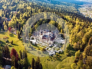 Peles Castle Sinaia Romania Aerial View