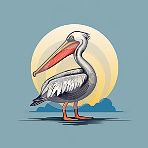 Minimalist Cartoon Pelican With Stylized Realism