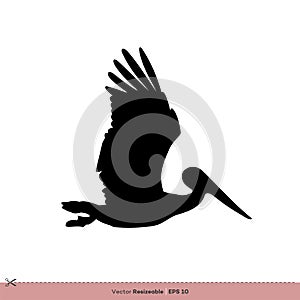 Pelican - Bird Silhouette Vector Logo Template Illustration Design