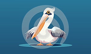 A Pelican Character Standing on Blue
