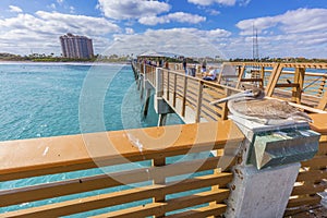 Pelican guarding Juno Beach Pier