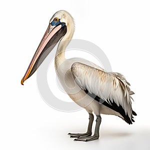 Minimalist Full Body Pelican On White Isolated Background Image photo