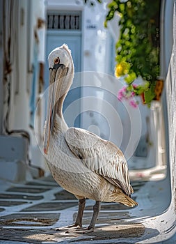 Pelican Petros on the island of Mykonos in Greece