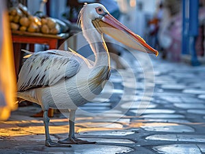 Pelican Petros on the island of Mykonos in Greece