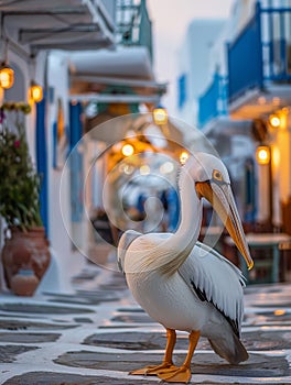 Pelican Petros on the island of Mykonos in Greece