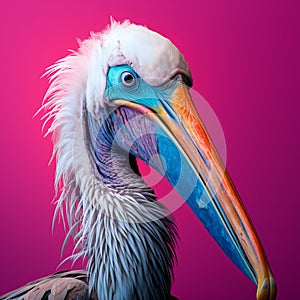Vibrantly Surreal Pelican Portrait In Zbrush Style photo