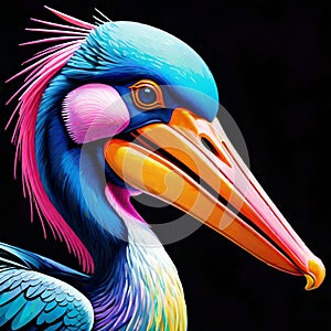 Pelican sea ocean water bird vibrant colors isolated comedy