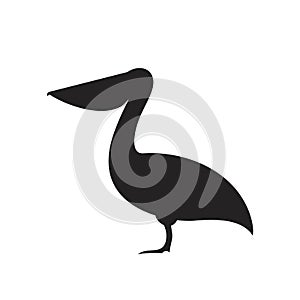 Pelican silhouette. Isolated pelican on white background