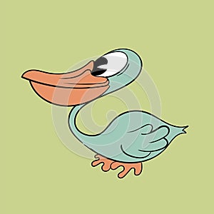 Pelican toons: funny character, vector illustration trendy classic retro cartoon style