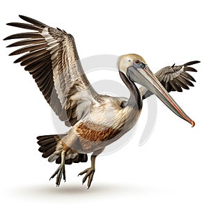 Pelican on white background