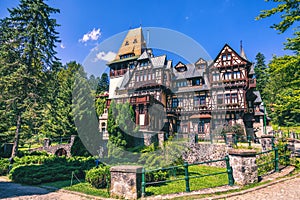 Pelisor castle, Sinaia, Romania. View of famous Pelisor castle s