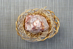 Pelitic Schist Rock on grey fabric Background