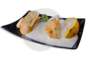 Pell potatoes with herb quark