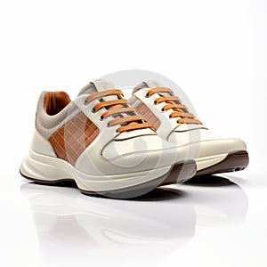 Pelle Corte Whiteorange T517b00 Soft Leather Sneaker - Symmetrical Grid Style photo
