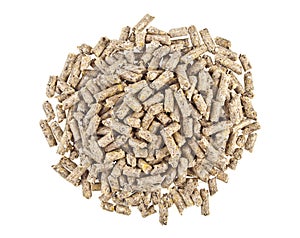 Pelleted compound feed Isolated on white background, wheatfeed pellets