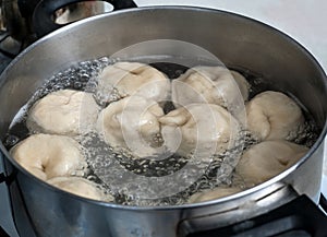 Pelmeni in boiling water