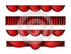Pelmet red curtains vector set