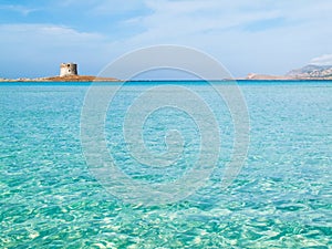 Pelosa beach at Stintito, Sardinia Italy