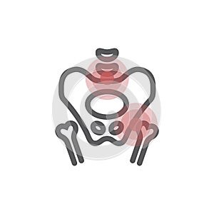 Pelvis pain line icon. Vector sign for web graphics.