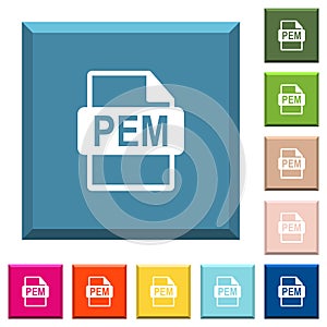 PEM file format white icons on edged square buttons