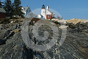 Pemaquid Lighthouse on Unique Rock Formations in Maine