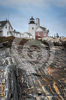 Pemaquid Point Lighthouse Rocks and Light