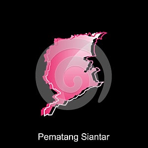 Pematang Siantar City map of North Sumatra Province national borders, important cities, World map country vector illustration photo