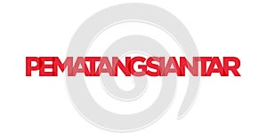 Pematang Siantar in the Indonesia emblem. The design features a geometric style, vector illustration with bold typography in a photo