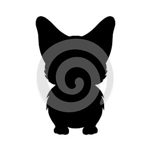 Pembroke Welsh Corgi in simple style, vector illustration. Cute puppy silhouette, isolated element on white background