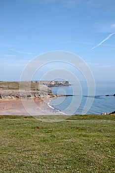 Pembrokeshire beach with anonymous people