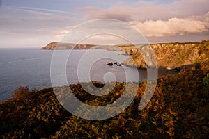 Pembrokeshire coastline at sunset photo