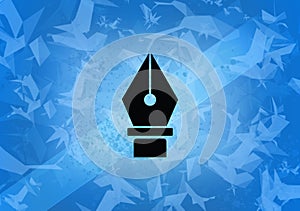 Pen aesthetic abstract icon on blue background