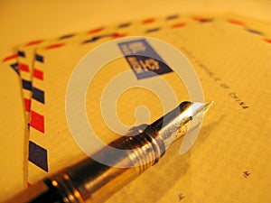 Pen and air postal envelope