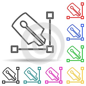 pen and angle multi color style icon. Simple thin line, outline vector of web icons for ui and ux, website or mobile application