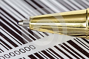 Pen on barcode background