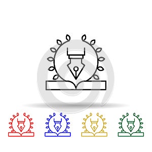 Pen, book multi color style icon. Simple thin line, outline vector of law and justice icons for ui and ux, website or mobile