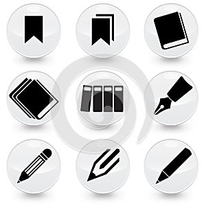 Pen Books Bookmarks vector icons