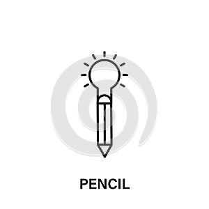 pen, bulb, light icon. Element of human positive thinking icon. Thin line icon for website design and development, app development