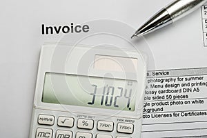 Pen With Calculator And Invoice