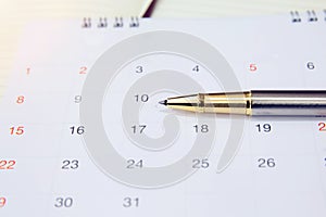 Pen on Calendar for Planner.
